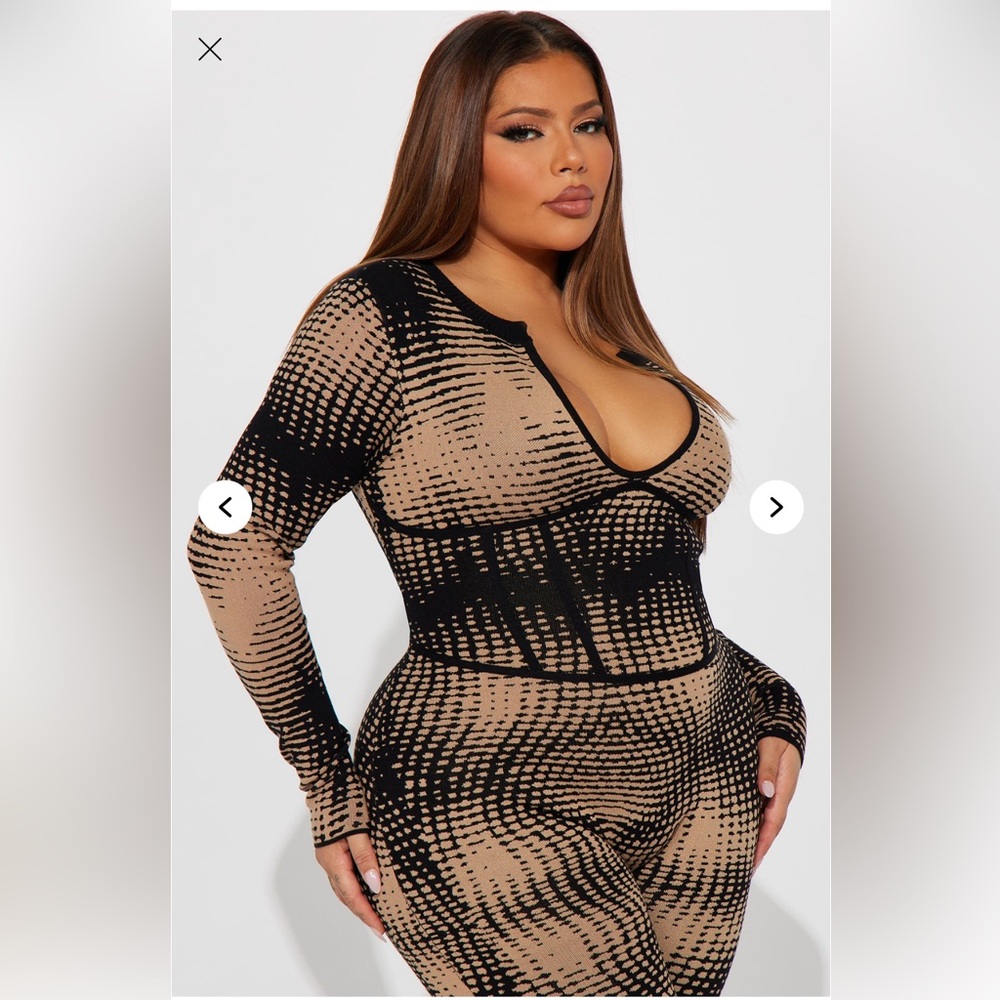 Fashion Nova Black and Tan Jumpsuit